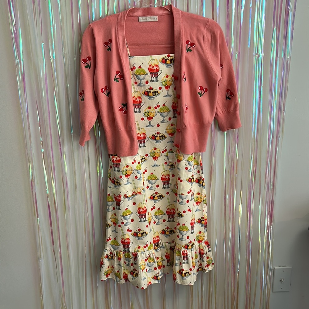 🍨 Bernie Dexter Sundae Dress 🍨 with cherry sweater